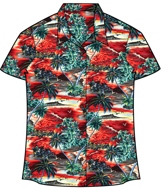 Women's Island Sunset Vintage Hawaiian Shirt